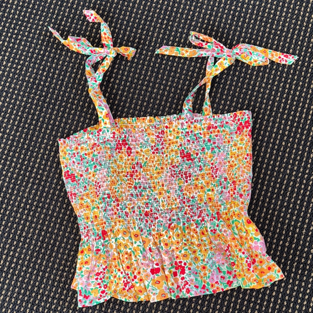 J. Crew Vibrant Floral Smocked Tank Top